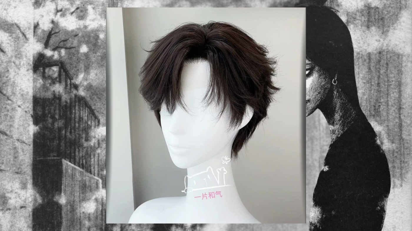 Junji Ito Mitsuo Mori cosplay wig black short layered wig gothic horror cosplay hair Crossroads Pretty Boy wig natural messy anime style eerie character wig