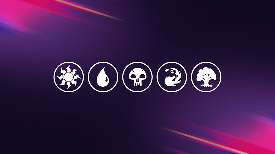 how to play mtg - Five elemental symbols on a gradient background.
