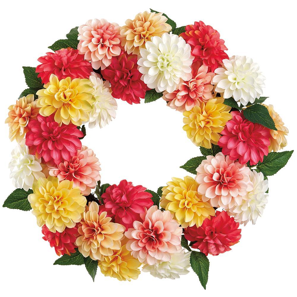 Multicolor Dahlia Wreath