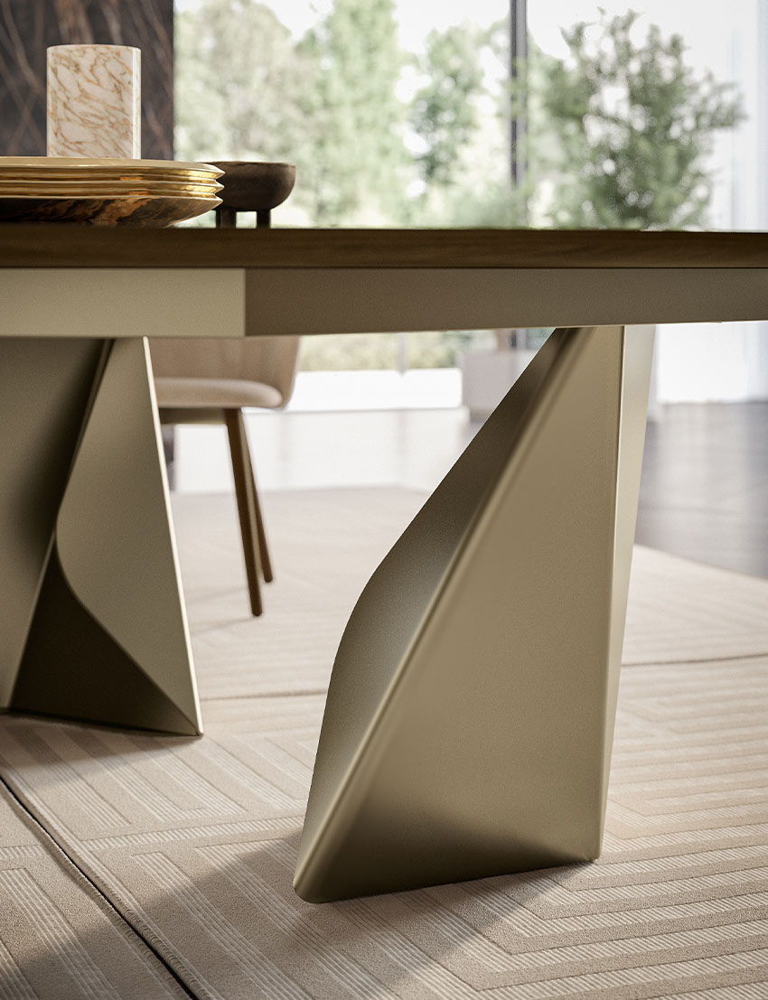 Bontempi Kaleido dining table with gorgeous gold steel legs