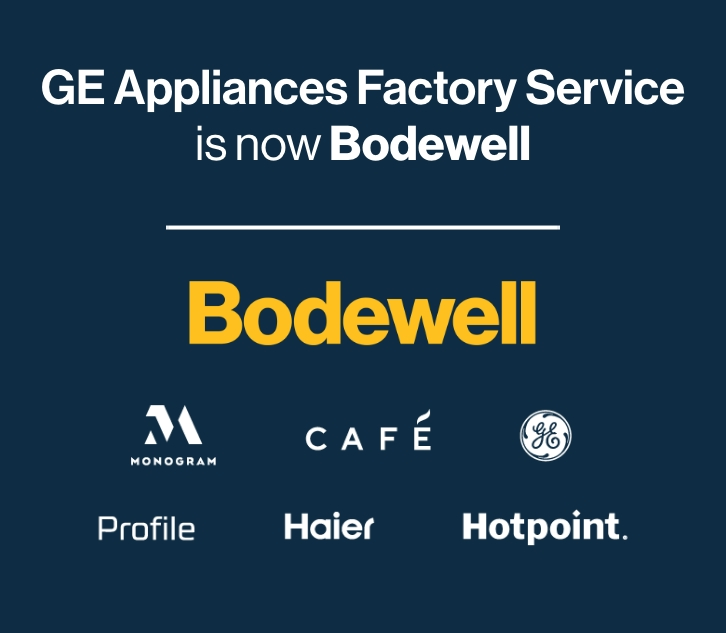 GE Appliances Factory Service is now Bodewell with brand logos.