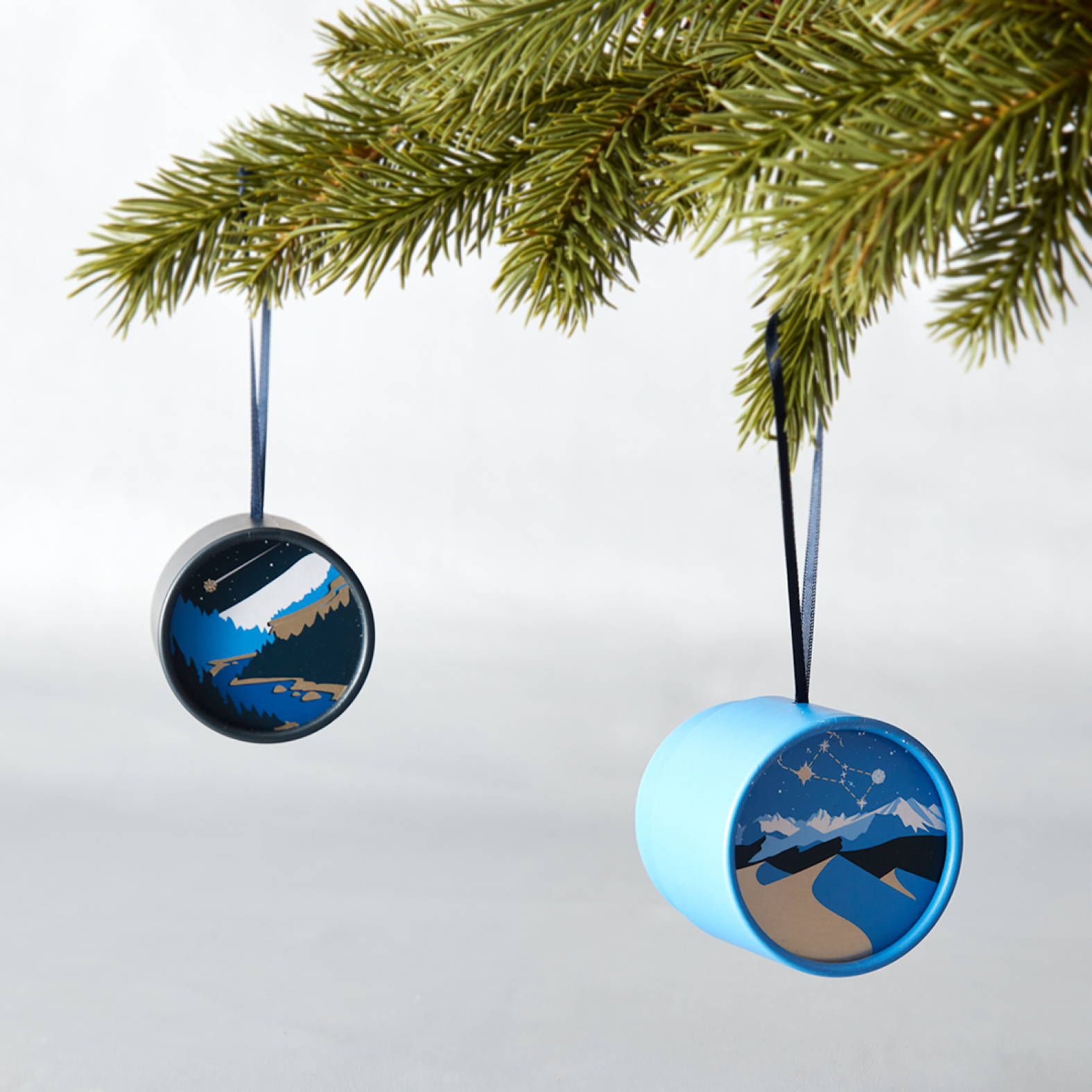 Advent Calendar ornaments hanging from a tree