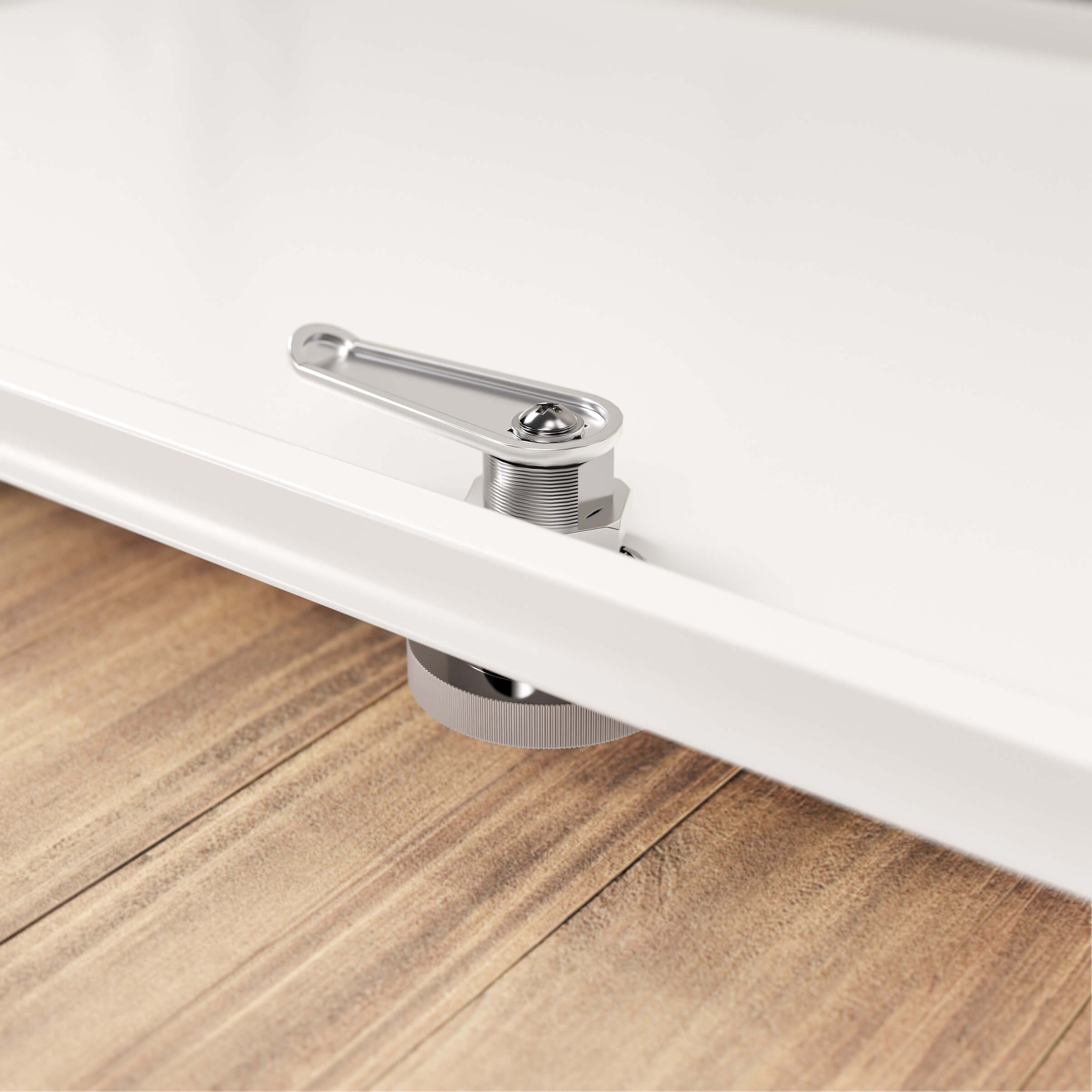 Close-up of the Cubox hinged door secured with an optional lock