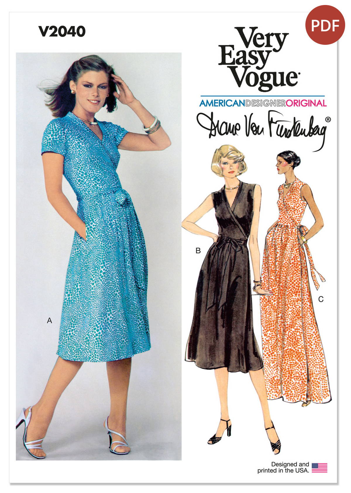 Misses' Wrap Dress by Diane von Furstenberg | V2040 | PDF Product