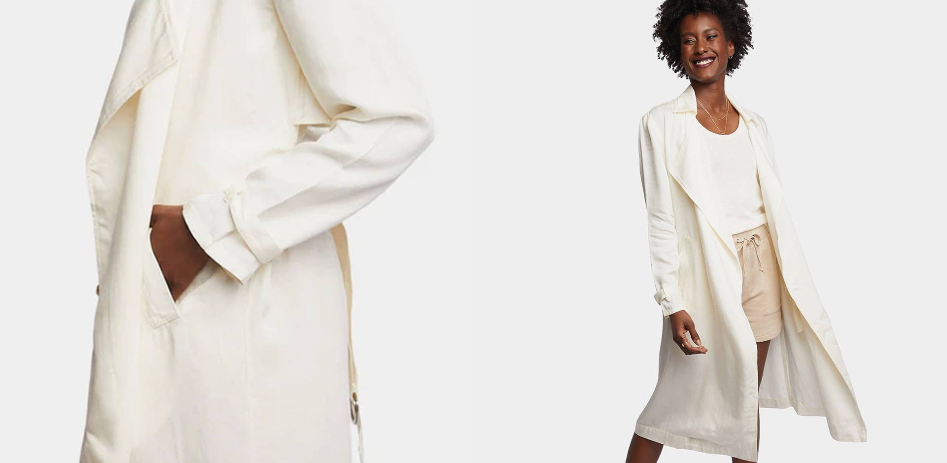 Irena Trench Jacket in Antique white