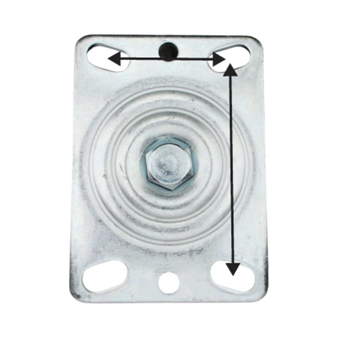 Shop plate casters that have a 2-7/16 inch x 4-15/16 inch to 3-3/8 inch x 5-1/4 inch bolt hole pattern. Up to 2,000 lbs of capacity.