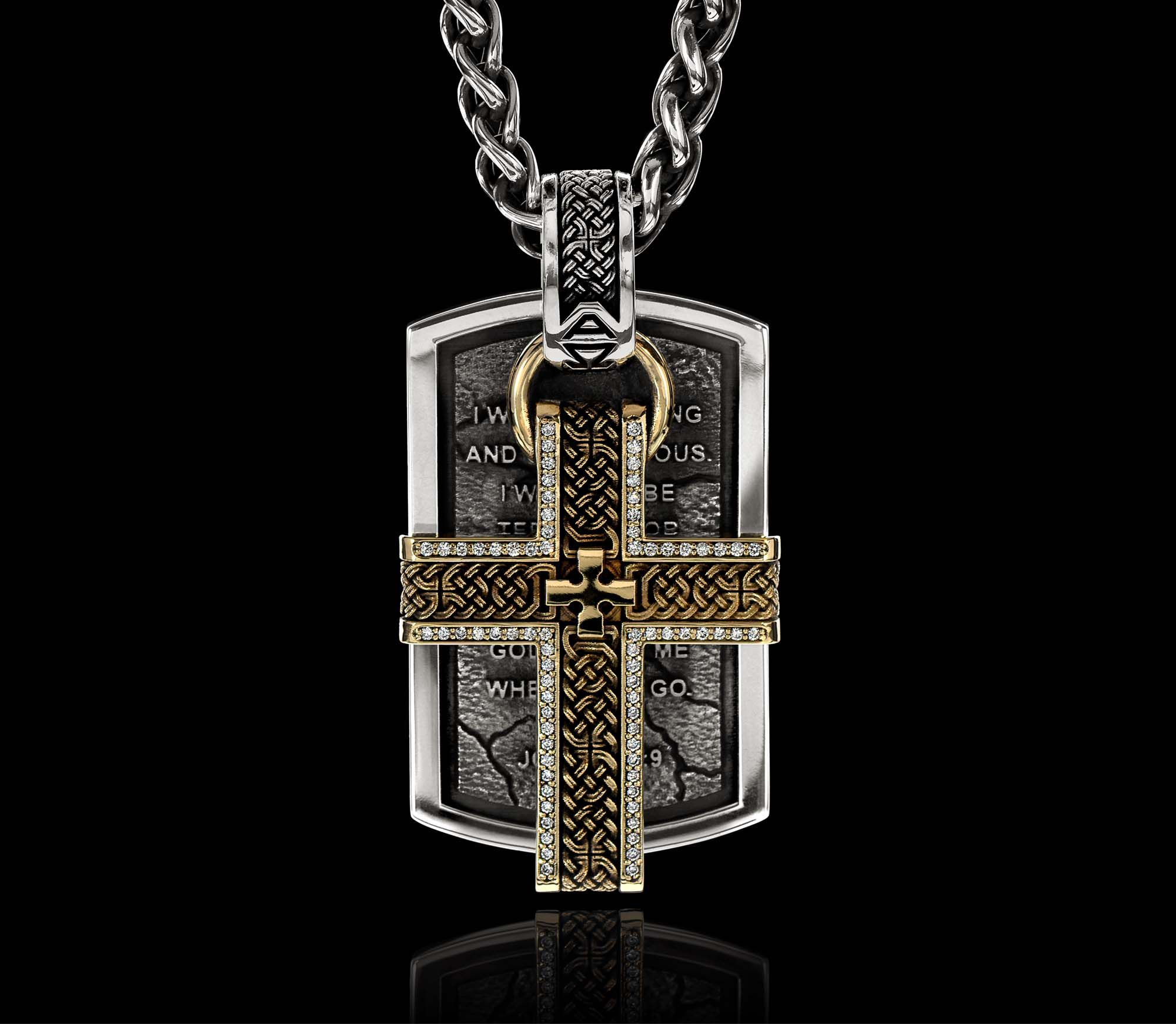 Joshua 1:9 Luxe Edition Pendant in 14K Yellow Gold, 925 Sterling Silver, & Diamonds