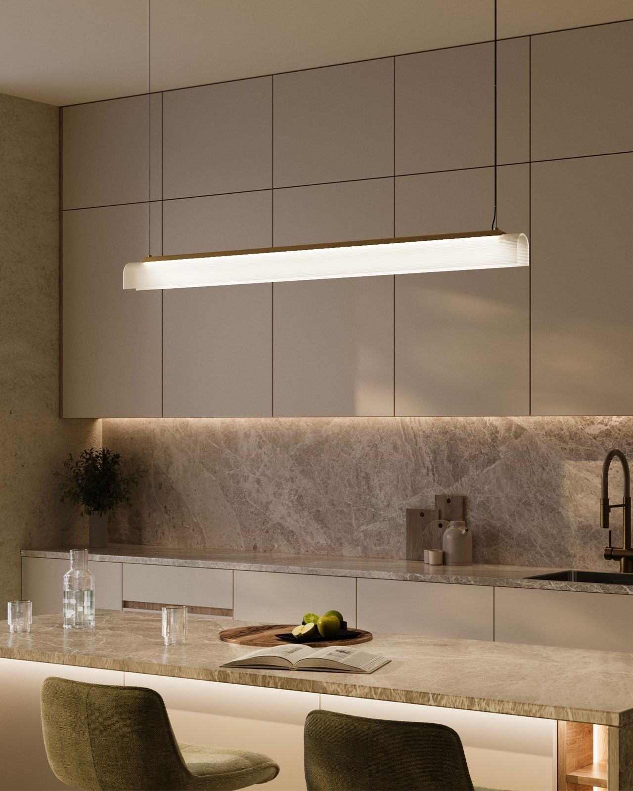 Curved Glass Linear Pendant | Lighting Collective