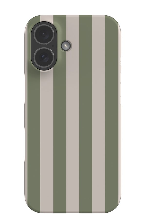 quiet line stripe snap phone case with green and beige vertical stripes
