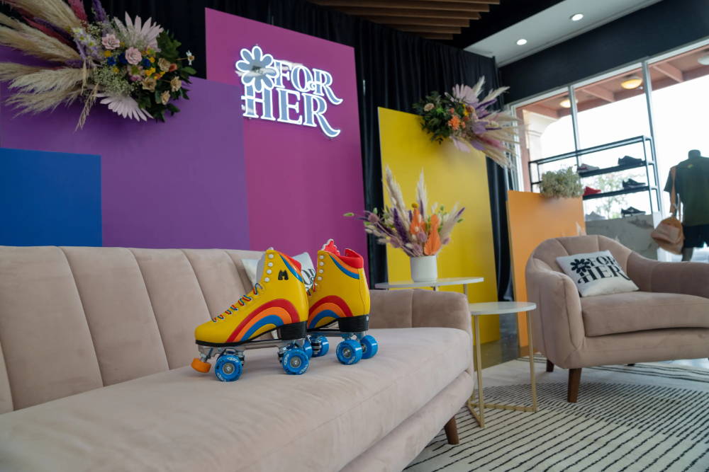 roller skates on couch at for her event