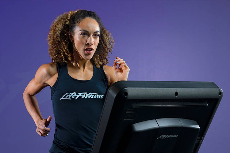 Life Fitness On Demand instructor running on treadmill