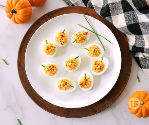 deviled egg pumpkins