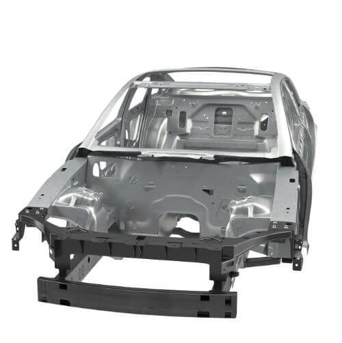 car frame showing the exposed firewall