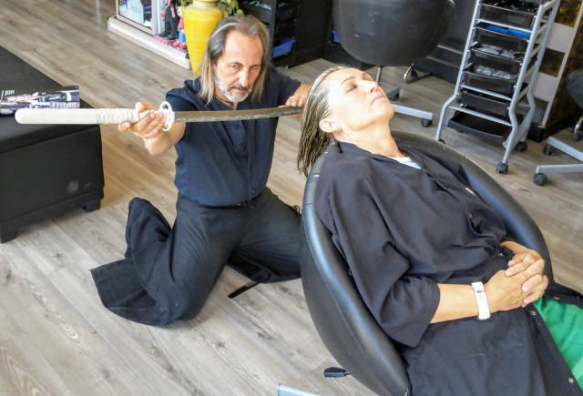 Getting A Hair Cut With A Samurai Sword Allied Beauty Association