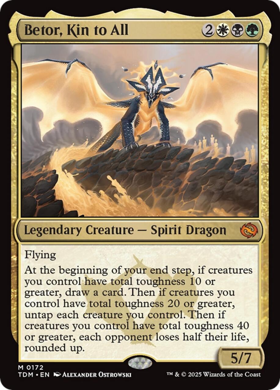 Betor, Kin to All - Legendary Creature, Spirit Dragon, 5/7, with special abilities.