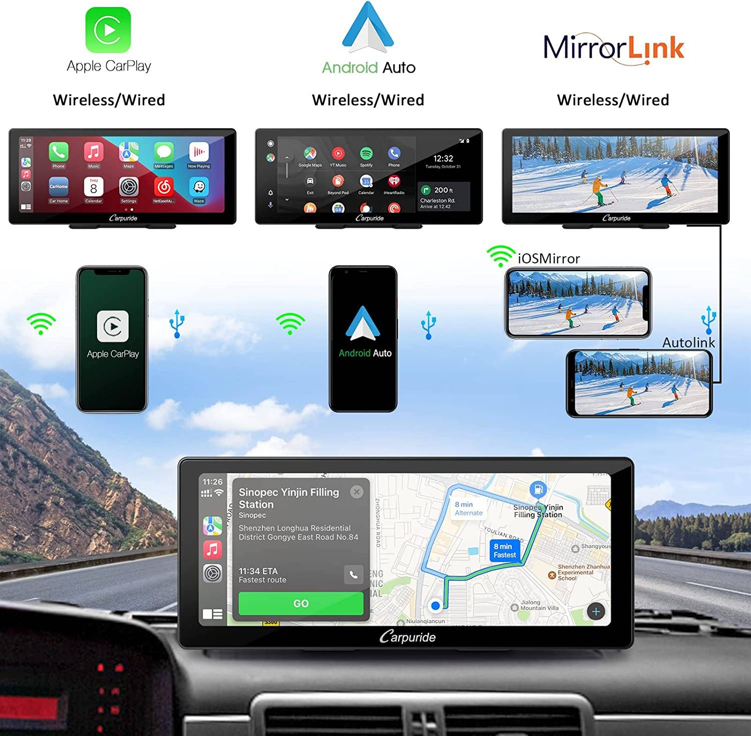 Easy Wireless Carplay and Android Auto for your car – Dark Fox
