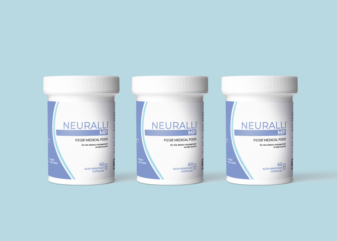 Three containers of nutritional supplement on a light blue background.