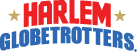 Logo of Harlem Globetrotters with stars above.