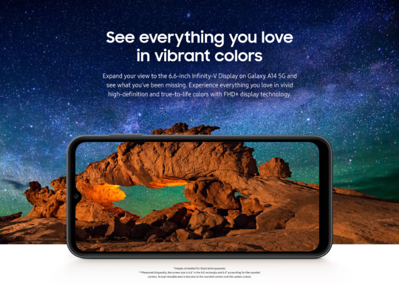 A smartphone displaying vibrant colors against a starry night backdrop.