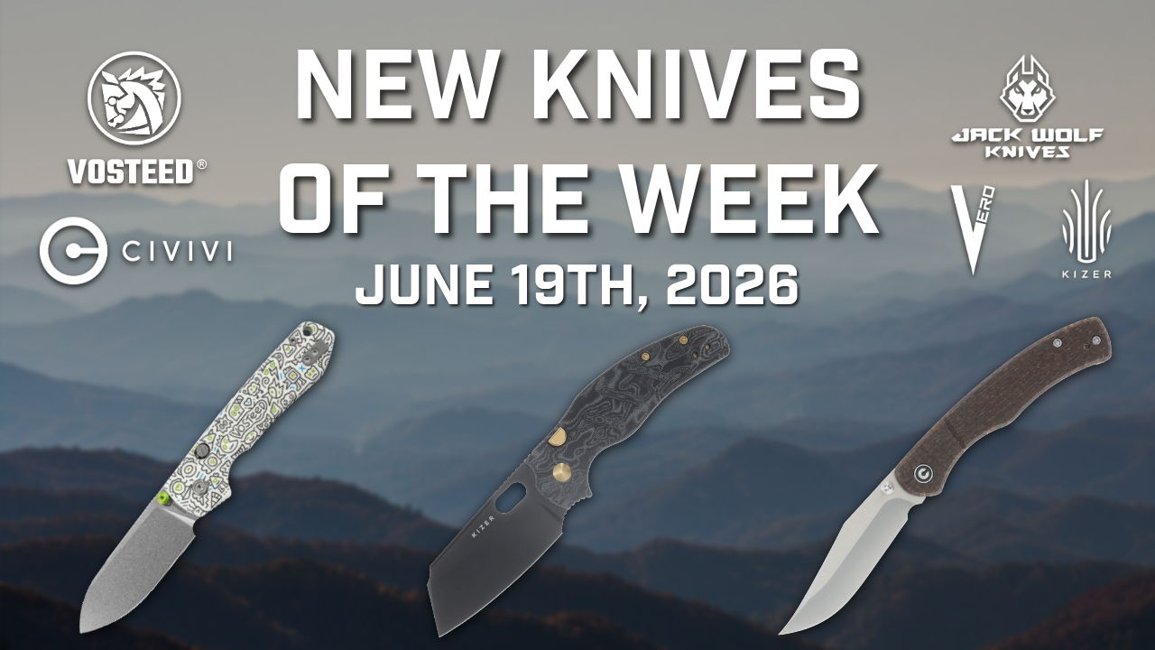 Promotional image for new knives of the week, June 19th, 2026.