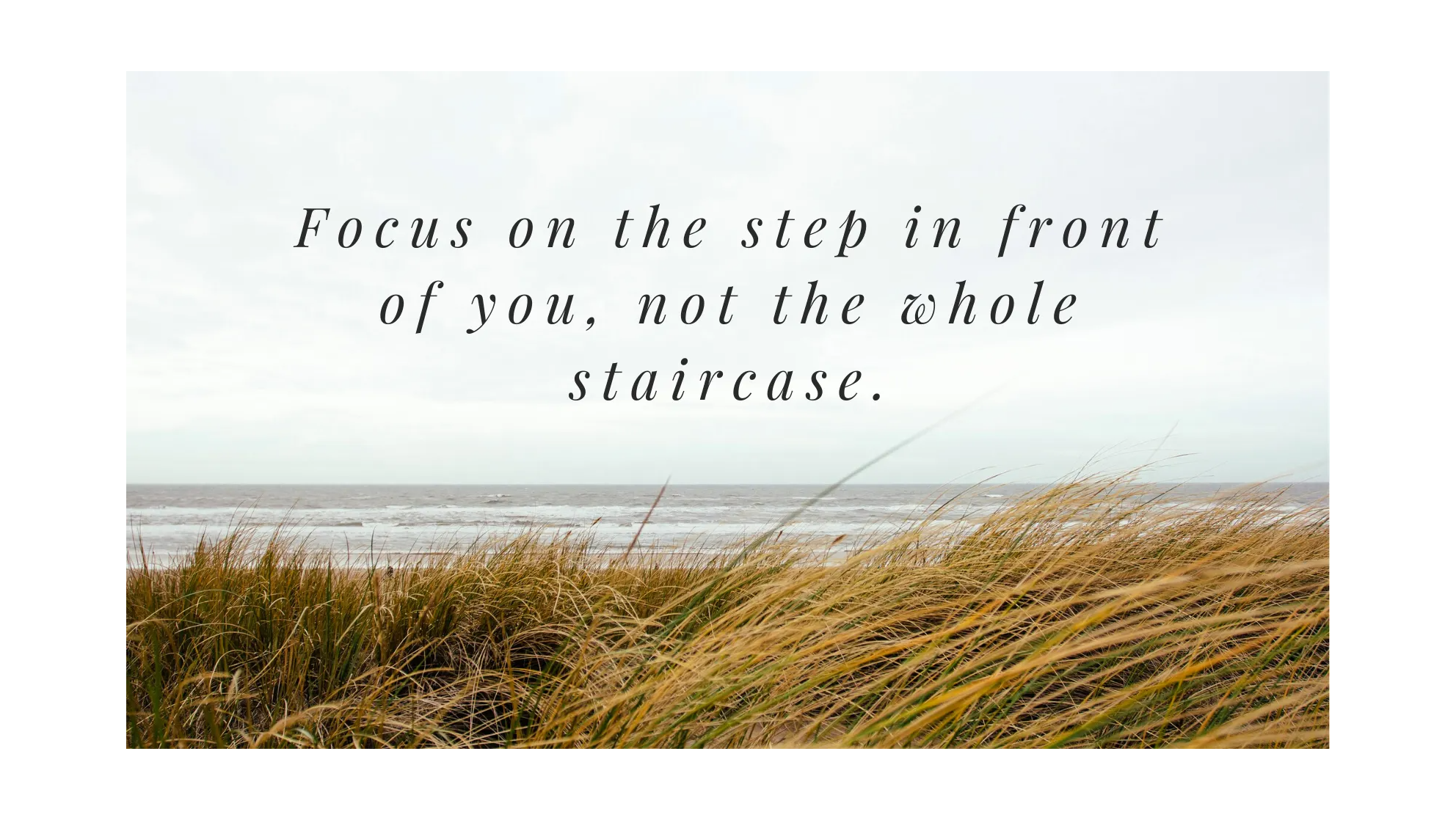 Quote: Focus on the step in front of you, not the whole staircase