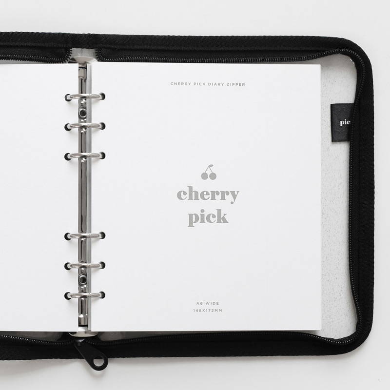 Intro - Cherry pick zipper closure 6-ring dateless weekly planner