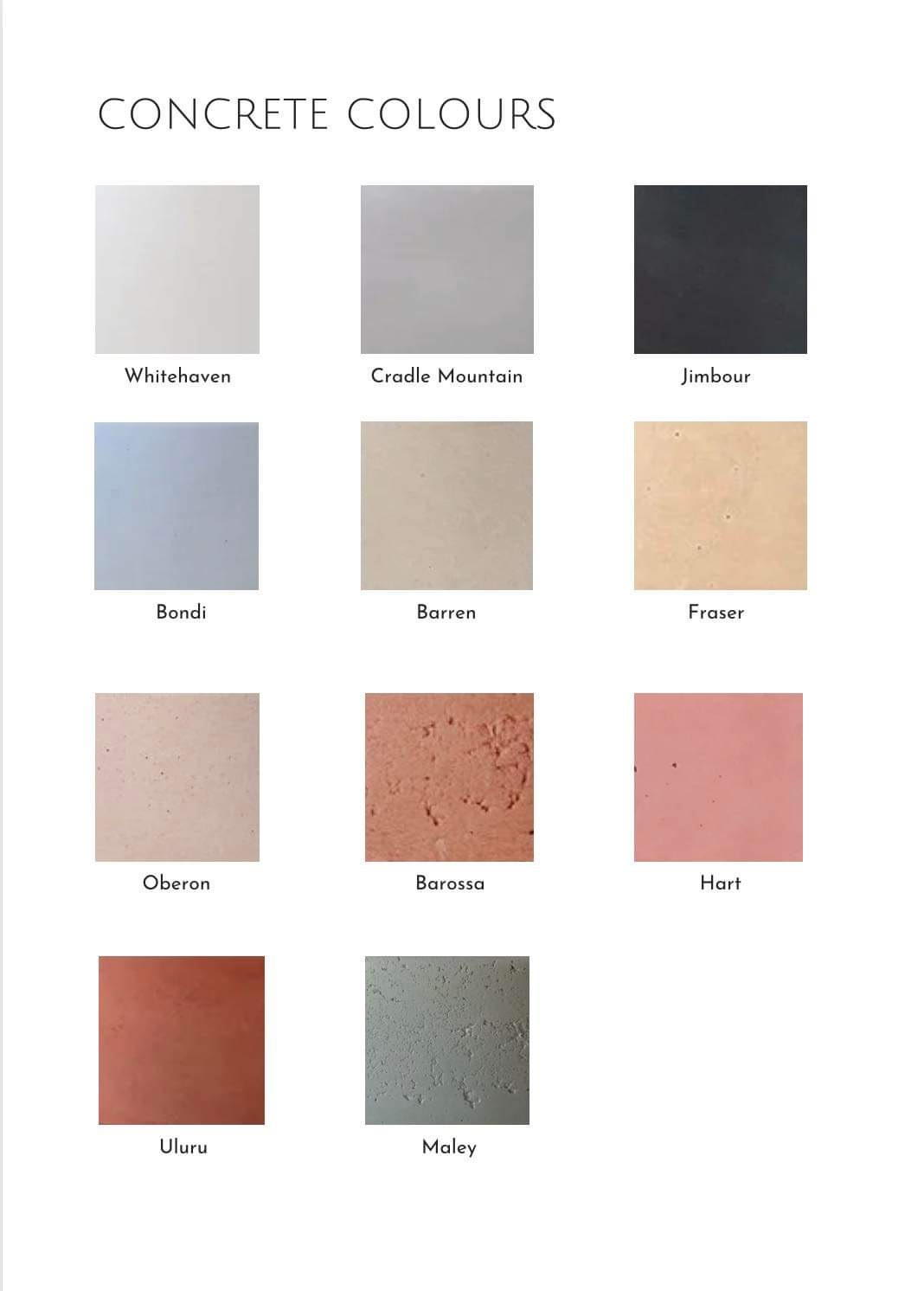 Concrete Basin Colours | Luxury Concrete Basins
