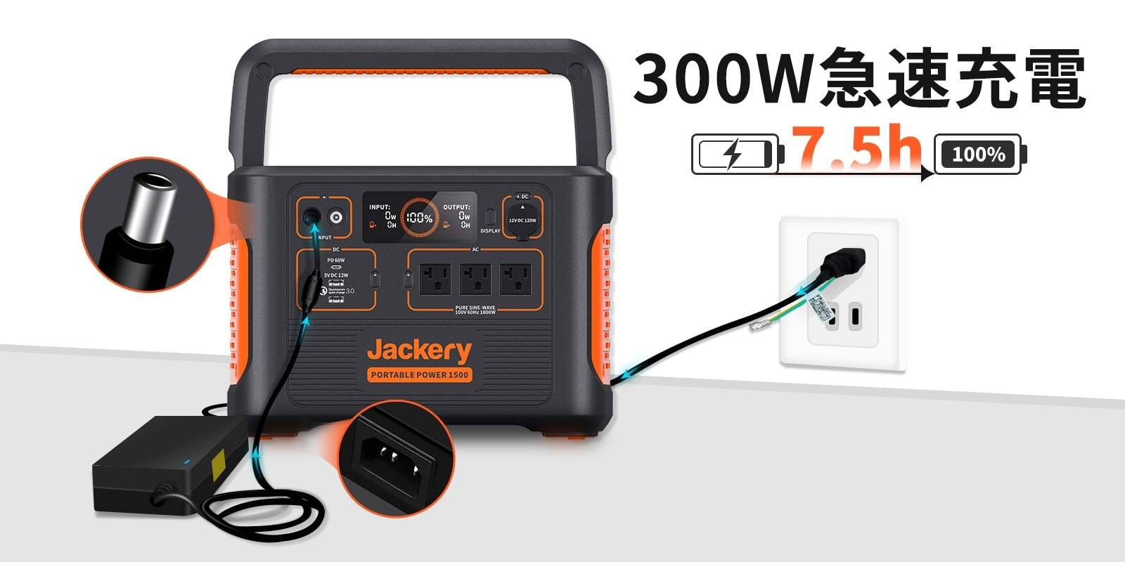 Jackery ACアダプター 300W（Jackery ポータブル電源1500「PTB152」専用）