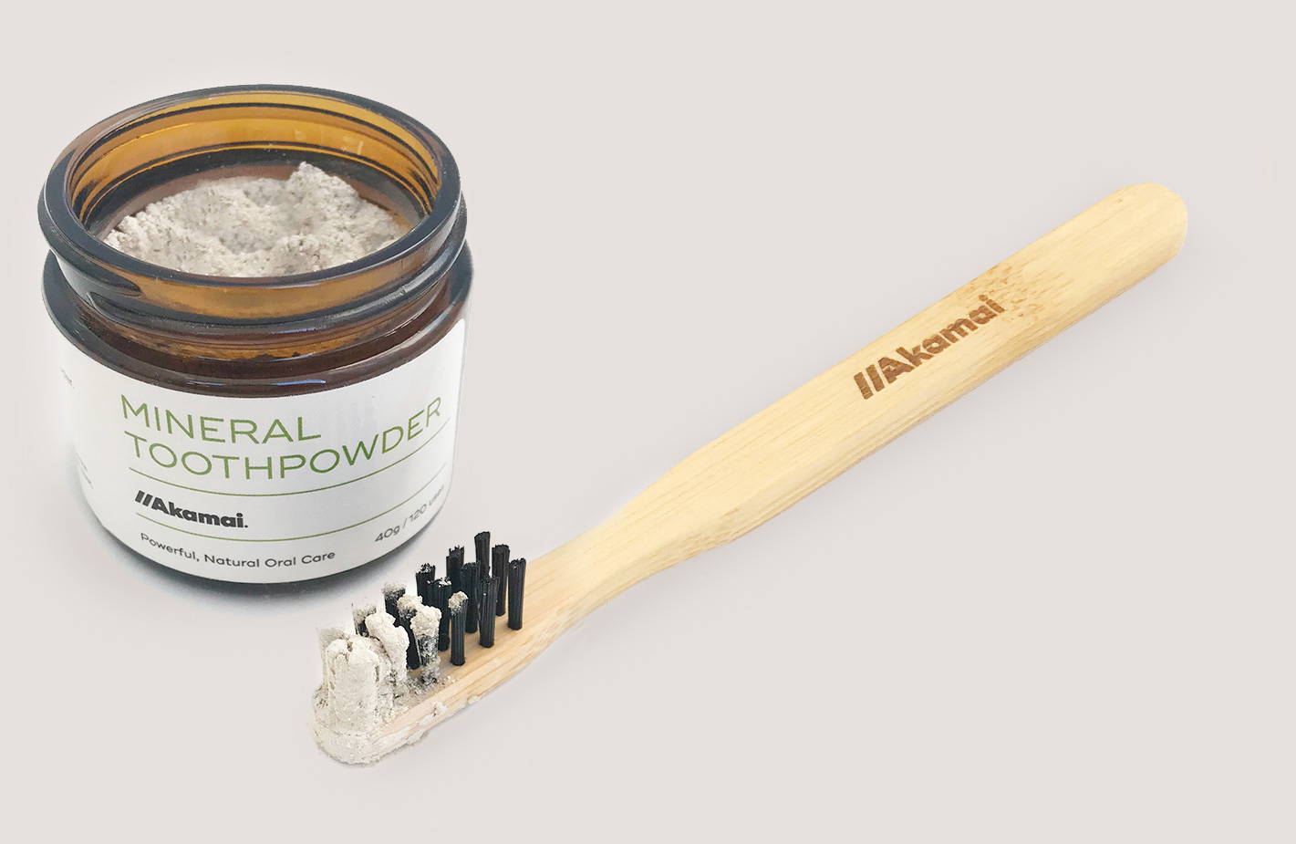 Mineral Toothpowder Jar with Toothbrush