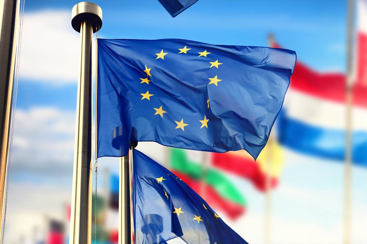 EU flag waving in the wind