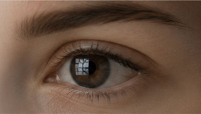 A human eye being shown as it is dazzled and reflects a standard light