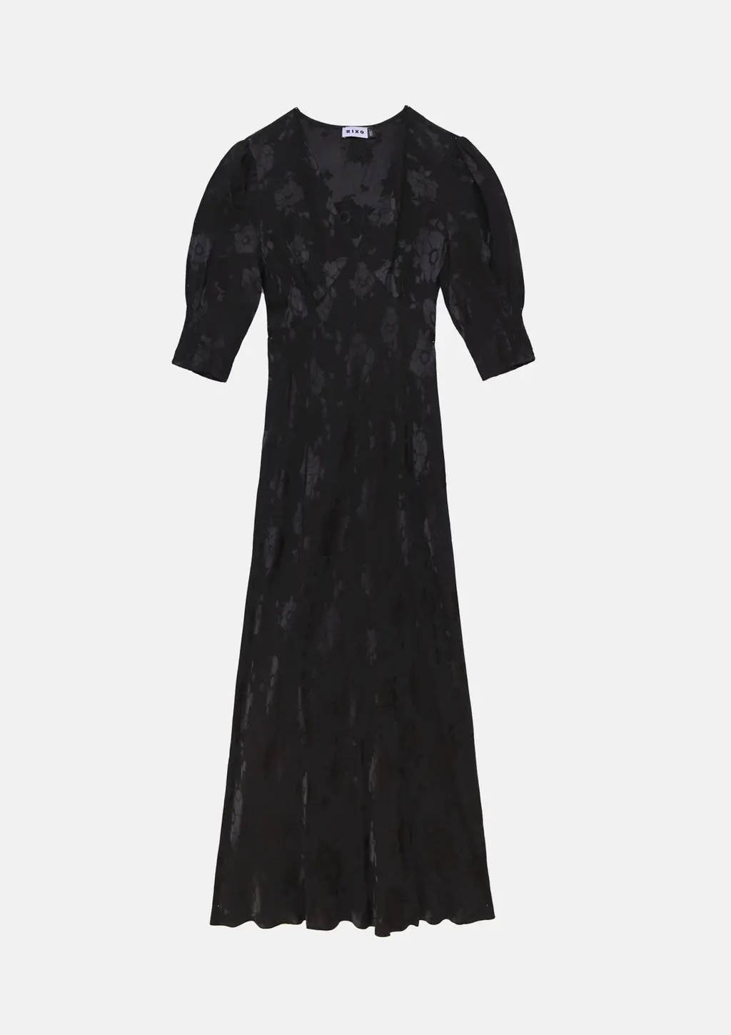 Rixo Zadie Dress in Black Poppy Jacquard.