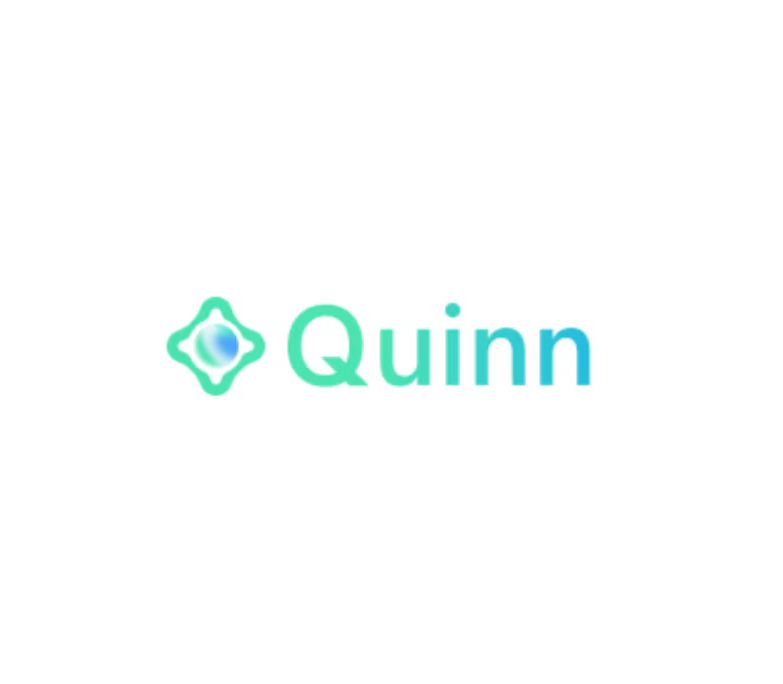 Logo of Quinn with stylized text and graphic elements.