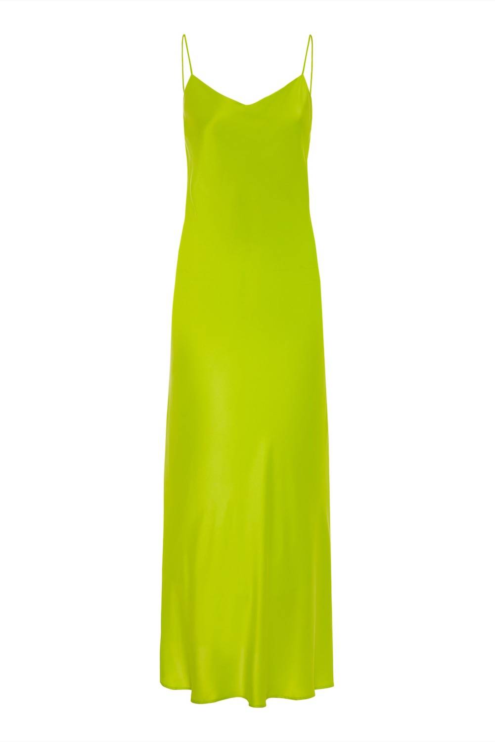 lime green silk slip dress