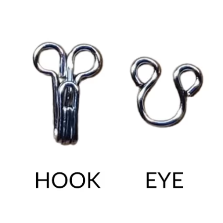 Hook & eye closure detail
