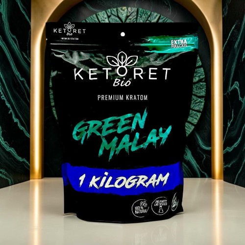 Black bag of Ketoret Bio Green Malay Kratom, 1 kilogram.