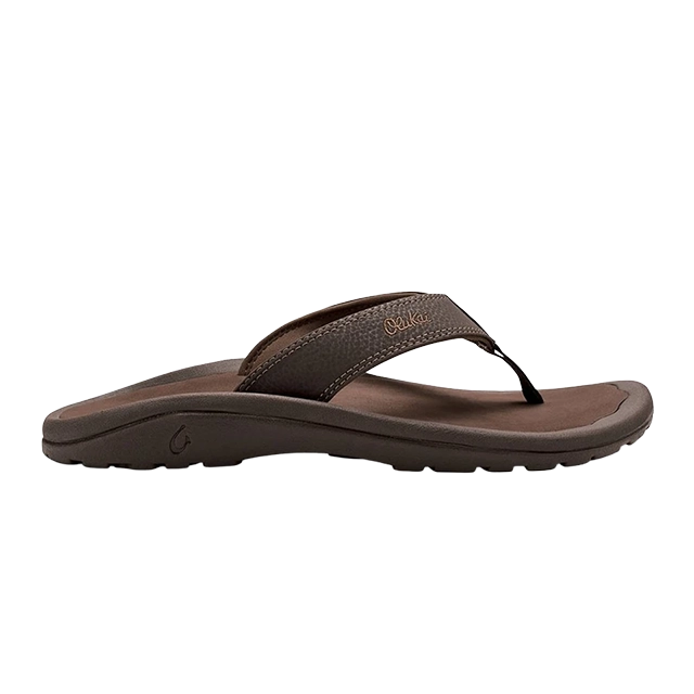 Brown flip-flop sandal with a textured strap and cushioned sole.