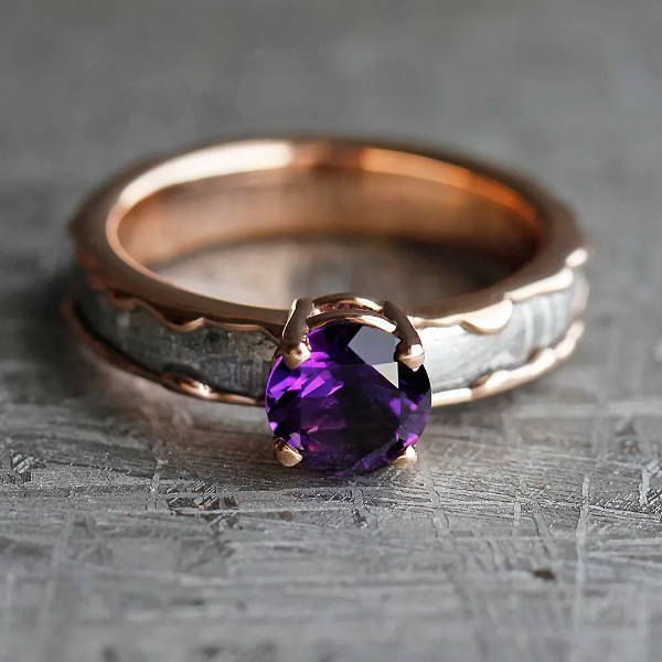 Rose Gold Meteorite Engagement Ring