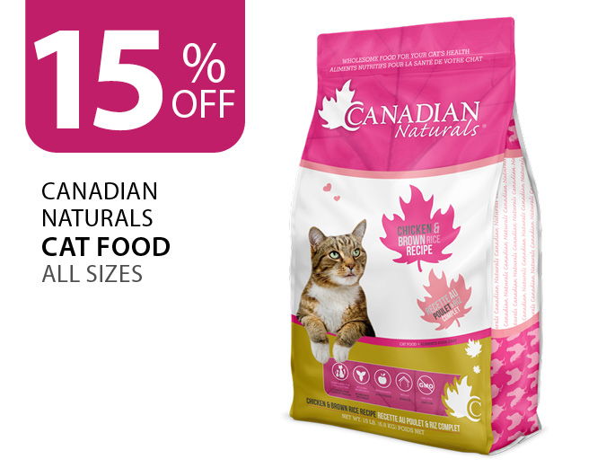 15% off all Canadian Naturals Cat Food