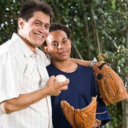 dad and son playing ball