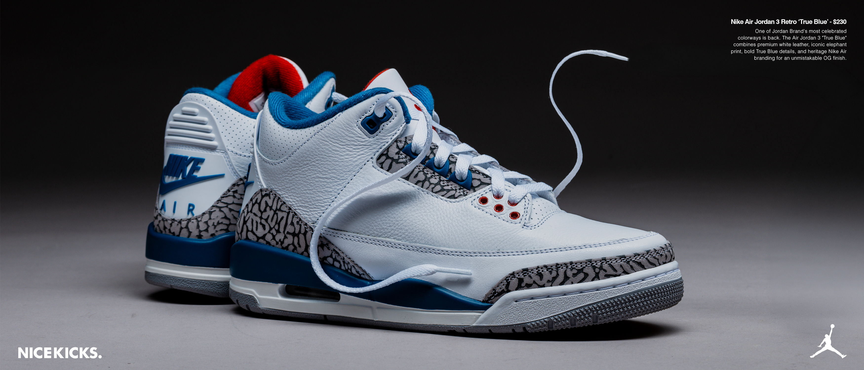 A stylish pair of blue and white sneakers with unique design elements.