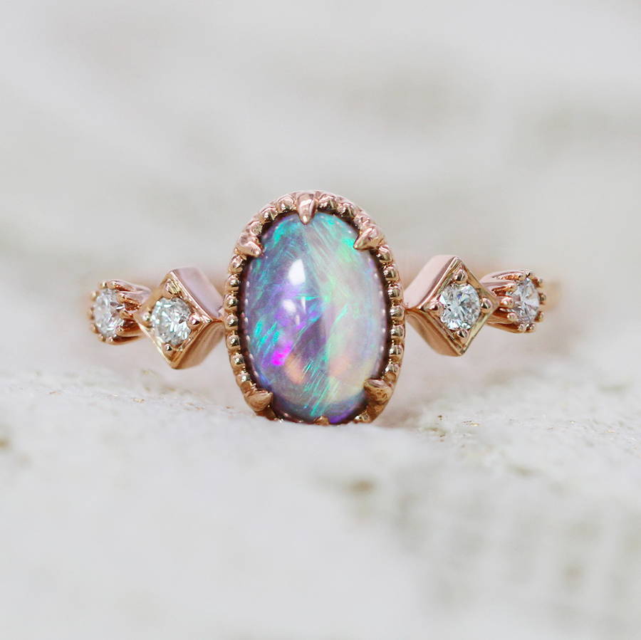 WILLS JEWELLERY 雙色水晶蛋白石戒指