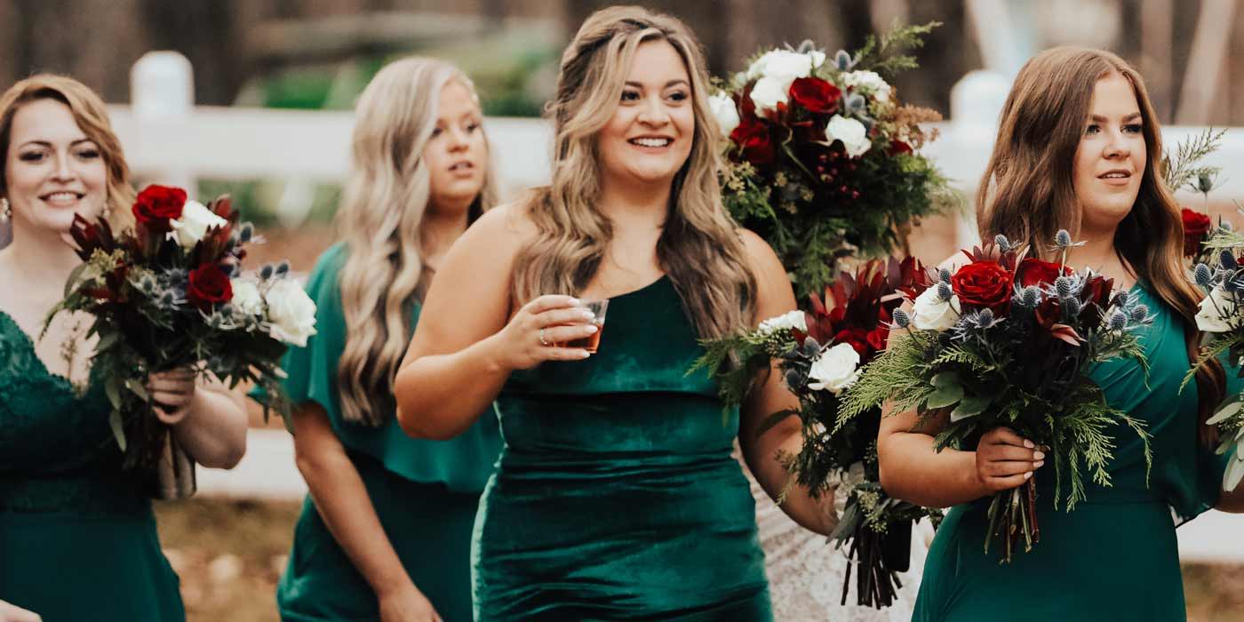 Green Velvet Bridesmaid Dresses Real Wedding