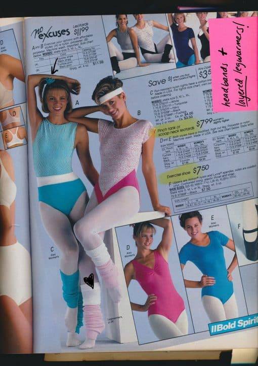 A page from a 1988 Sears catalog shows aerobic styling tips + tricks of the time
