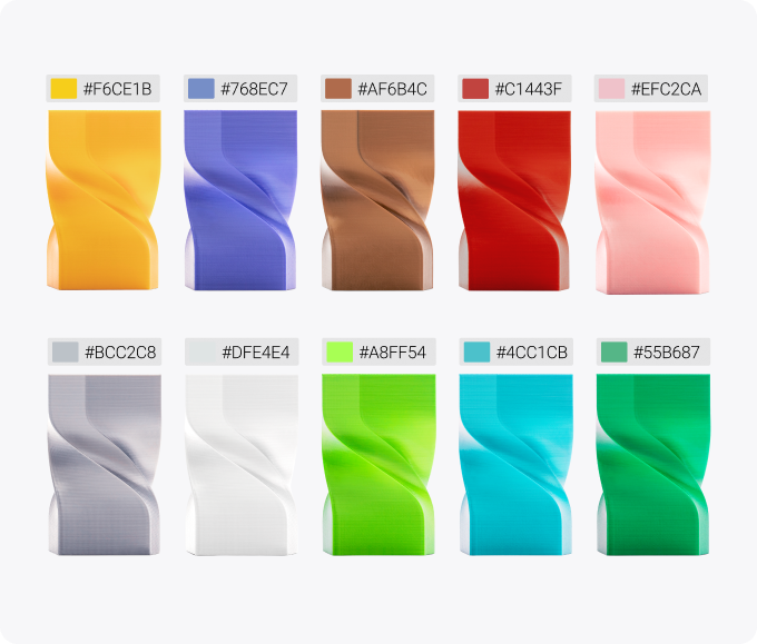 Color swatches in various shades displayed in a grid format.