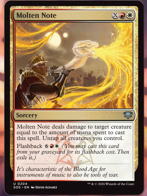 The card Molten Note from Secrets of Strixhaven, with the flashback mechanic.