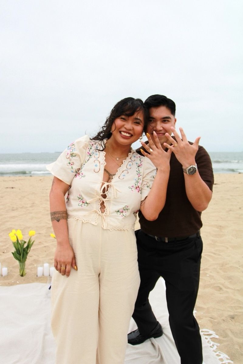newly engaged couple huntington beach, ca
