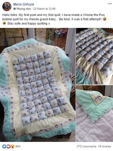 Maria first quilt made for grand daughter