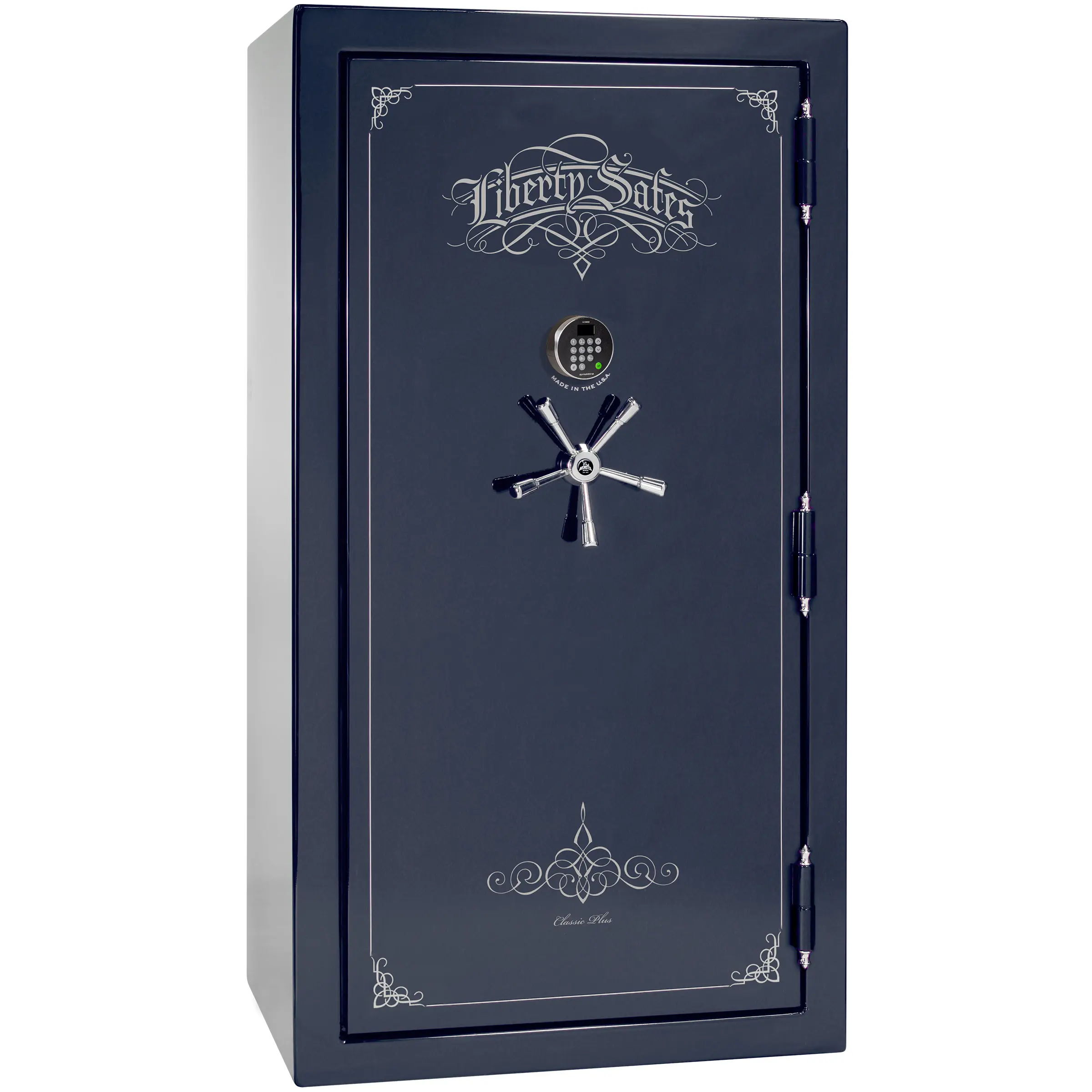 Liberty Safe Classic Plus Series Blue exterior with Chrome hardware