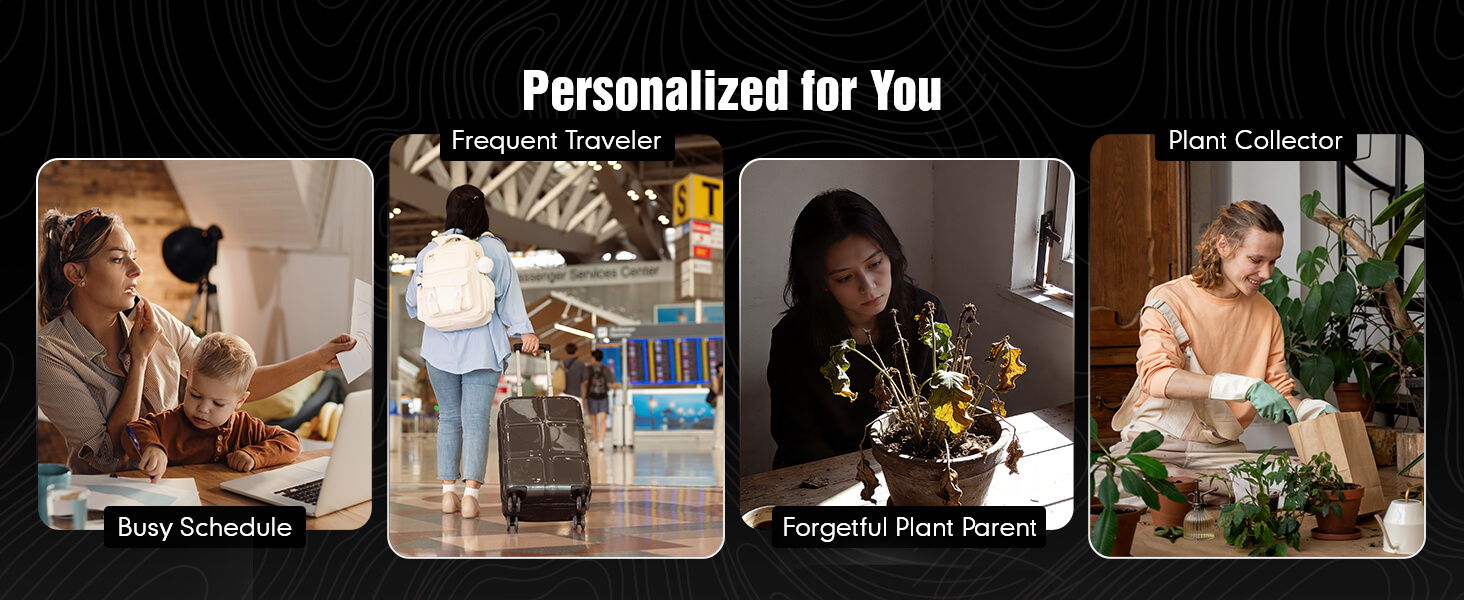 Four images showcasing personalized experiences or services for various activities.